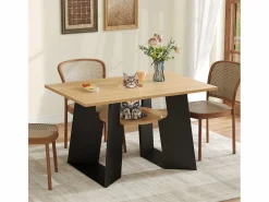 Merax Mesa de comedor - 130 x 85 x 75 cm - con espacio para mascotas y bandeja de almacenamiento - MDF -
