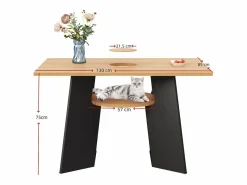 Merax Mesa de comedor - 130 x 85 x 75 cm - con espacio para mascotas y bandeja de almacenamiento - MDF -