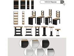 Vicco Mesa de comedor antracita/roble dorado 180x80x76 repose