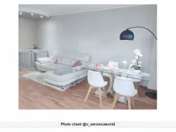 Clearance Vente-unique Mesa de comedor AYANE 6 cubiertos - Tapa cristal templado Color natural claro / Blanco