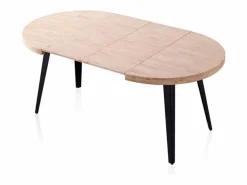 ADEC Mesa de comedor Berg extensible diseño redondo roble nordish/negro 76x80-120-160x80 cm