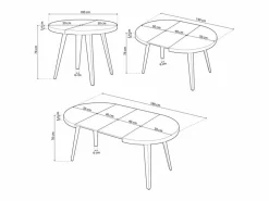 New ADEC Mesa de comedor Berg extensible forma redonda roble honey/ 76x100-140-180x100 cm Negro