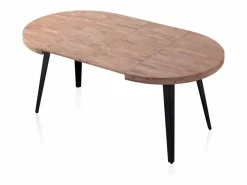 New ADEC Mesa de comedor Berg extensible forma redonda roble honey/ 76x100-140-180x100 cm Negro