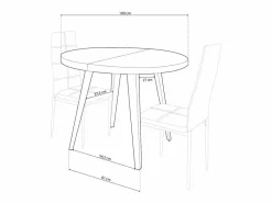 New ADEC Mesa de comedor Berg extensible forma redonda roble honey/ 76x100-140-180x100 cm Negro