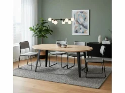 ADEC Mesa de comedor BergE redonda extensible nordish/negro Ø100x76 cm