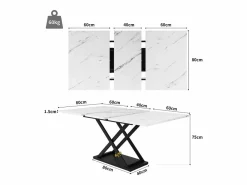Discount Mesa de comedor blanca - Mesa de comedor extensible con patas de hierro negro - para cocina y sala de estar Blanco
