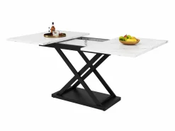 Discount Mesa de comedor blanca - Mesa de comedor extensible con patas de hierro negro - para cocina y sala de estar Blanco