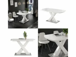 Clearance Vicco Mesa de comedor 120x80x76 chinto Blanco