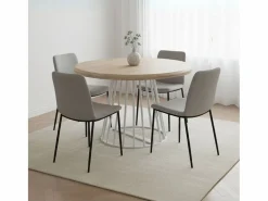 Hot ADEC Mesa de comedor Brad extensible diseño redondo nordish/ Ø120 cm Blanco