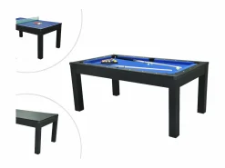 Clearance Vente-unique Mesa de comedor convertible en mesa de billar y ping pong - Negro - 180 cm de ancho - SOUSA Negro / Azul