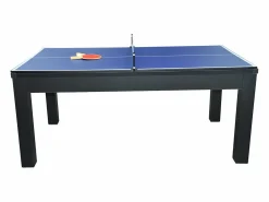 Clearance Vente-unique Mesa de comedor convertible en mesa de billar y ping pong - Negro - 180 cm de ancho - SOUSA Negro / Azul