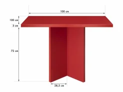 Online Mesa de comedor cuadrada tablero laminado de 3cm llama 100x100cm Rojo