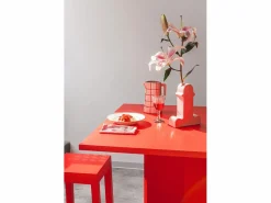 Online Mesa de comedor cuadrada tablero laminado de 3cm llama 100x100cm Rojo
