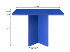 Mesa de comedor cuadrada tablero laminado 3cm azúl prussia 100xm