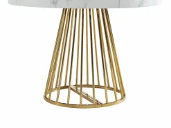 New Mesa de comedor de 2 a 12 comensales de MDF y acero - Efecto mármol blanco y dorado - FIRELA Mesa Extensible|Mesa De Comedor