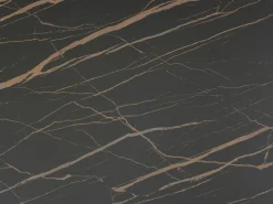 Clearance Mesa de comedor de cristal templado, cerámica y metal - Efecto mármol negro y dorado - LOZIPA Mesa Extensible|Mesa De Comedor