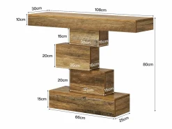 Tribesigns Mesa de comedor de granja de 108 cm, mesa de salón estrecha de madera detrás del sofá con base geométrica