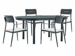 Sale Mesa de comedor de jardín de aluminio para 4 personas - Antracita - LOTTYS de Comedores De Jardín