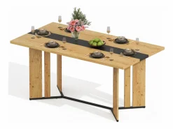 Merax Mesa de comedor de madera de estilo escandinavo - 150 x 80 x 75 cm - veta de roble - MDF - natural