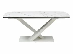 Maison Céphy Mesa de comedor de vidrio templado, cerámica y metal - Efecto mármol - MALATA