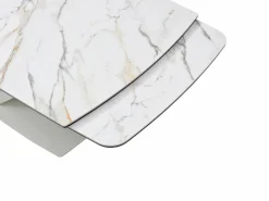 Maison Céphy Mesa de comedor de vidrio templado, cerámica y metal - Efecto mármol - MALATA