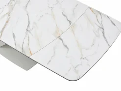 Maison Céphy Mesa de comedor de vidrio templado, cerámica y metal - Efecto mármol - MALATA