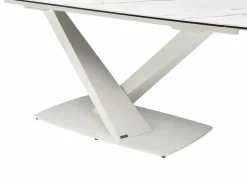 Maison Céphy Mesa de comedor de vidrio templado, cerámica y metal - Efecto mármol - MALATA