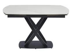 Maison Céphy Mesa de comedor en cerámica y vidrio templado - Efecto mármol blanco y negro - LIOMELI