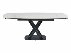 Maison Céphy Mesa de comedor en cerámica y vidrio templado - Efecto mármol blanco y negro - LIOMELI