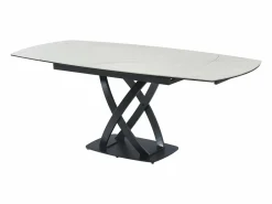 Maison Céphy Mesa de comedor en cerámica y vidrio templado - Efecto mármol blanco y negro - LIOMELI