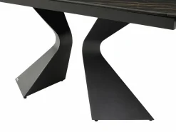 Discount Maison Céphy Mesa de comedor en vidrio templado, cerámica y metal - Efecto mármol - KAJARI Negro