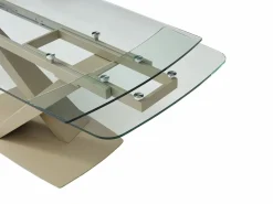 Discount Maison Céphy Mesa de comedor en vidrio templado y metal - Transparente y beige - MALATA Transparente / Beige