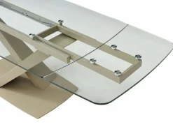 Discount Maison Céphy Mesa de comedor en vidrio templado y metal - Transparente y beige - MALATA Transparente / Beige