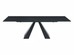 Maison Céphy Mesa de comedor en vidrio templado, cerámica y metal - Efecto mármol - LOZIPA