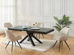 Vente-unique Mesa de comedor extensible 6 a 10 cubiertos de MDF y metal - - CATONAV Negro
