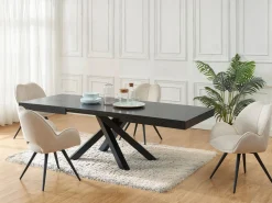 Vente-unique Mesa de comedor extensible 6 a 10 cubiertos de MDF y metal - - CATONAV Negro