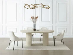 Vente-unique Mesa de comedor extensible 4 a 12 personas de MDF - Efecto travertino - SIDRINA