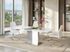 New Mesa de comedor extensible 6 a 8 comensales de MDF blanco EREN Mesa Extensible|Mesa De Comedor