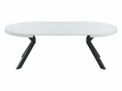 Vente-unique Mesa de comedor extensible 4 a 8 comensales de MDF y acero - blanco lacado y negro - KOMONI