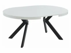 Vente-unique Mesa de comedor extensible 4 a 8 comensales de MDF y acero - blanco lacado y negro - KOMONI