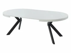 Vente-unique Mesa de comedor extensible 4 a 8 comensales de MDF y acero - blanco lacado y negro - KOMONI