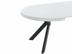 Vente-unique Mesa de comedor extensible 4 a 8 comensales de MDF y acero - blanco lacado y negro - KOMONI