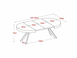 Vente-unique Mesa de comedor extensible 4 a 8 comensales de MDF y acero - blanco lacado y negro - KOMONI