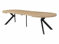 Sale Mesa de comedor extensible 6 a 12 comensales de MDF y acero - Natural y negro - KOMONI Mesa Extensible|Mesa De Comedor