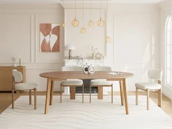 Hot Mesa de comedor extensible para 4 a 8 personas chapado de roble - Natural - MARIZEL Mesa Extensible|Mesa De Comedor