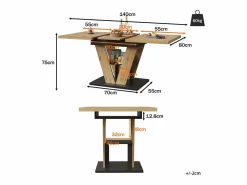 Online Merax Mesa de comedor extensible para 6 personas - 110/140 x 80 x 75 cm - para cocina y salón - MDF + metal - natural Color natural claro