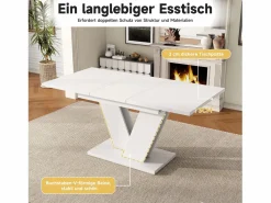 Merax Mesa de comedor extensible - 120/160 x 80 x 75 cm - para 4-6 personas - Patas en forma de V - MDF -