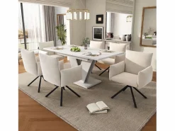 Merax Mesa de comedor extensible - 120/160 x 80 x 75 cm - para 4-6 personas - Patas en forma de V - MDF -