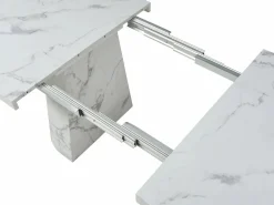 Vente-unique Mesa de comedor extensible de 6 a 12 personas en MDF - Efecto mármol - CLOEVA