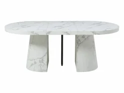 Vente-unique Mesa de comedor extensible de 6 a 12 personas en MDF - Efecto mármol - CLOEVA